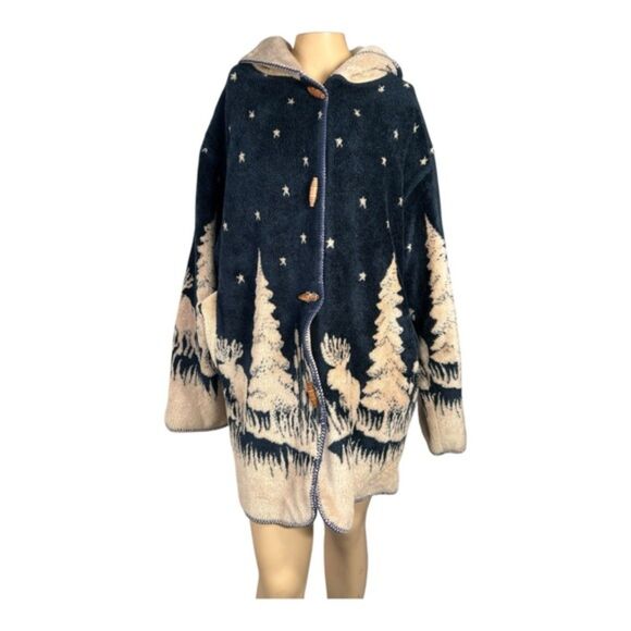 Country Woods Vintage Hooded Sherpa Jacket Size Large - Picture 1 of 7